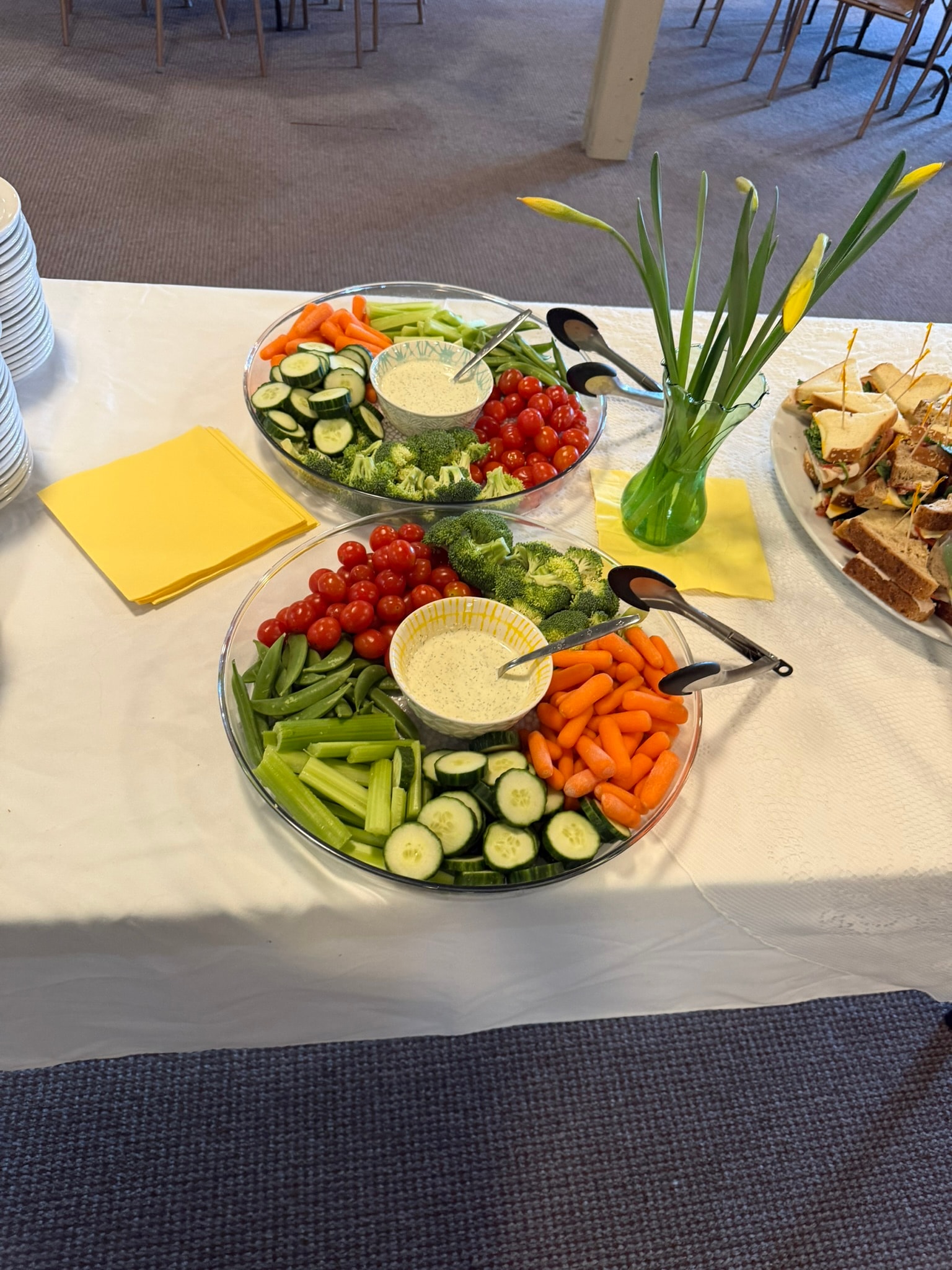 Fresh vegetable and dip platters
