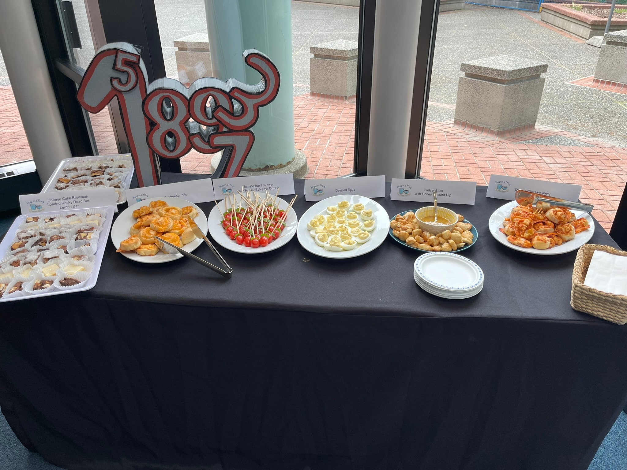 Hugs in a Mug catering appetizer display